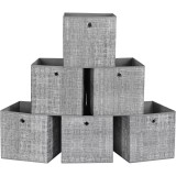 SONGMICS Set 6 cutii de depozitare, pliabile, din material textil, 30x30x30 cm, gri Household NewTrend