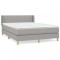 Pat box spring cu saltea, gri deschis, 140x190 cm, textil