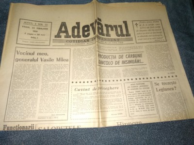 ZIARUL ADEVARUL 23 FEBRUARIE 1990 foto