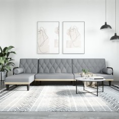 vidaXL Canapea extensibila in forma de L gri 260x140x70 cm textil foto