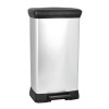 Cos de gunoi AIX&copy;, din inox si plastic, forma dreptunghiulara, cu pedala si capac , dimensiuni 40x30x73 cm, pentru interior si exterior, 50 L