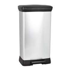 Cos de gunoi AIX&amp;copy;, din inox si plastic, forma dreptunghiulara, cu pedala si capac , dimensiuni 40x30x73 cm, pentru interior si exterior, 50 L foto