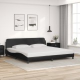 Cumpara ieftin Cadru de pat cu tăblie, negru, 200x200 cm, piele ecologică