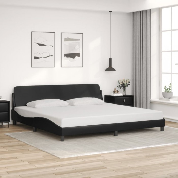 vidaXL Cadru de pat cu tăblie, negru, 200x200 cm, piele ecologică 373258