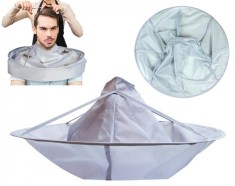 Pelerina frizerie cu guler, inchidere velcro, poliester, 65g, 23 x 60 cm, gri