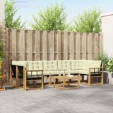 vidaXL Set canapele exterior 8 piese Alb Crem Lemn Acacia Textilene Durabil Usor Curatat