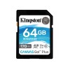 Kingston - Memory Card Canvas Go Plus (SDG3/64GB) - SDXC, 64GB, Class 10 / UHS-1 U3 - Black