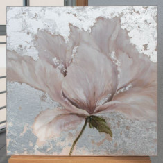 Tablou abstract cu flori pictat manual ulei pe panza, Pictura flori 100x100cm