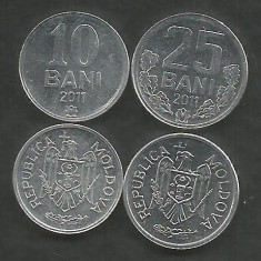 MOLDOVA SET / LOT 2 buc : 10 BANI + 25 BANI 2011 , a UNC