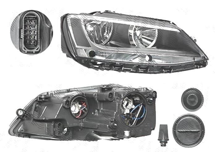 Far Volkswagen Jetta (1b), 07.2010-, fata, Dreapta, Tip= Hella; H7+H7+P21W+PY21W; electric; cu motor, DEPO