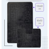 Set 2 Covorase Baie Model Ethnic 2513, Marimi 60 x 100 50 x 60 cm, Negru, Antiderapant, Antialergic, Polipropilena