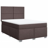 Cumpara ieftin Pat box spring cu saltea, maro inchis, 140x200 cm, textil
