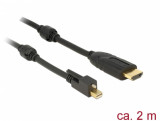 Cablu mini Displayport 1.2 la HDMI T-T 4K 2m Activ cu surub, Delock 83730