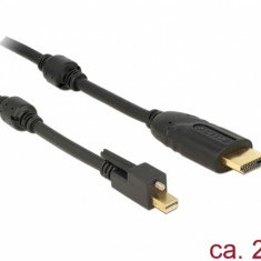 Cablu mini Displayport 1.2 la HDMI T-T 4K 2m Activ cu surub, Delock 83730