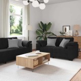 VidaXL Set de canapele cu perne, 3 piese, negru, catifea