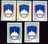 B1105 - Slovenia 1992 - Steme 5v. neuzat,perfecta stare, Nestampilat