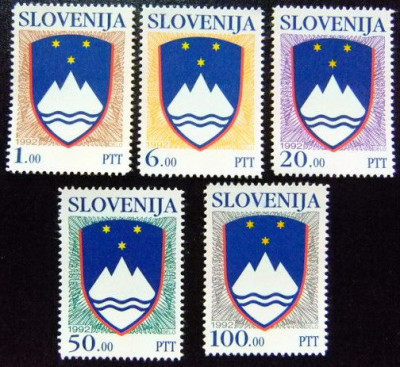 B1105 - Slovenia 1992 - Steme 5v. neuzat,perfecta stare foto