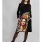 ROCHIE MIDI CU BUZUNARE SI MANACA LUNGA INSERTIE PRINT FRIDA TALIE UNICA Multicolora