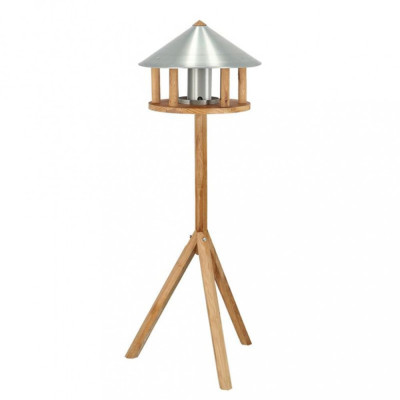 Esschert Design Masă pentru păsări cu buncăr și acoperiș rotund, zinc foto