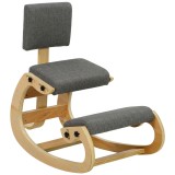 HOMCOM Scaun Ergonomic pentru Genunchi cu Spatar, Balansoar, Postural, In si Lemn Mesteacan, Gri | Aosom Romania