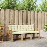 vidaXL Set Canapele Exterior Mobila Gradina Lemn Acacia Textilene Alb Crem Pernă 3 Piese