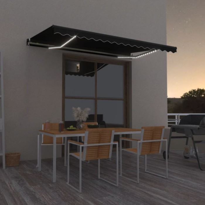 vidaXL Copertină retractabilă manual LED, antracit, 400x350 cm 3069184