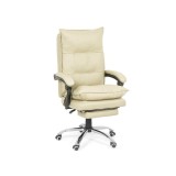 Scaun directorial cu suport picioare OFF 419, robust, mecanism recliner, perne duble, baza cromata, 120 kg