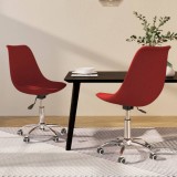 vidaXL Scaune de bucătărie pivotante, 2 buc., roșu vin, textil 338351