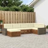 vidaXL Set de canapele de exterior cu pernă 6 pcs Natural și Crem 3383578