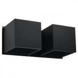 Lampă De Perete Quad Negru Aluminiu 2 Becuri Pătrate Moderne De Interior