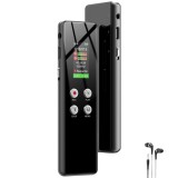 Cumpara ieftin Reportofon Profesional 64GB, Ecran Color, MP3/WAV, Reducere Zgomot, Activare Vocala, 1536Kbps, Parola, USB-C, Casti, Negru