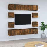 VidaXL Set dulapuri TV, 10 piese, stejar fumuriu, lemn prelucrat