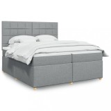 VidaXL Pat box spring cu saltea, gri deschis, 200x200 cm, textil 3293687