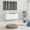Comoda TV Gossi Alb 80x30x30 cm Lemn, Suport TV Modern, Dulap TV de Perete cu 2 Compartimente, Usi Rabatabile