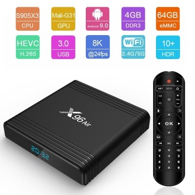 Mini PC, TV Box X96 Air, 8K, Android 9.0, 4GB RAM, 64GB ROM, S905X3 Quad Core, Mali-G31, USB 3.0, HDR 10+, WiFi 5G, Bluetooth foto