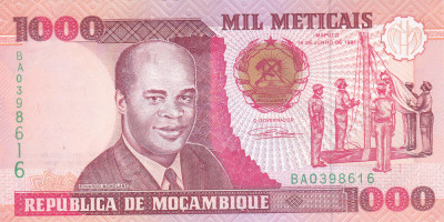 Bancnota Mozambic 1.000 Meticais 1991 - P135 UNC foto