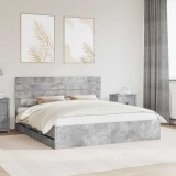 vidaXL Cadru de pat Gri din beton 200 x 200 cm Lemn Ingineresc 3411481