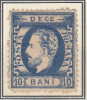 ROMANIA 1872 LP 36 REGELE CAROL I BARBA 10 BANI ULTRAMARIN PE HARTIE CREM T3, Nestampilat