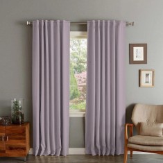 Draperie din catifea cu rejansa transparenta cu ate pentru galerie, Madison, 150x220 cm, densitate 700 g/ml, Lavanda, 1 buc
