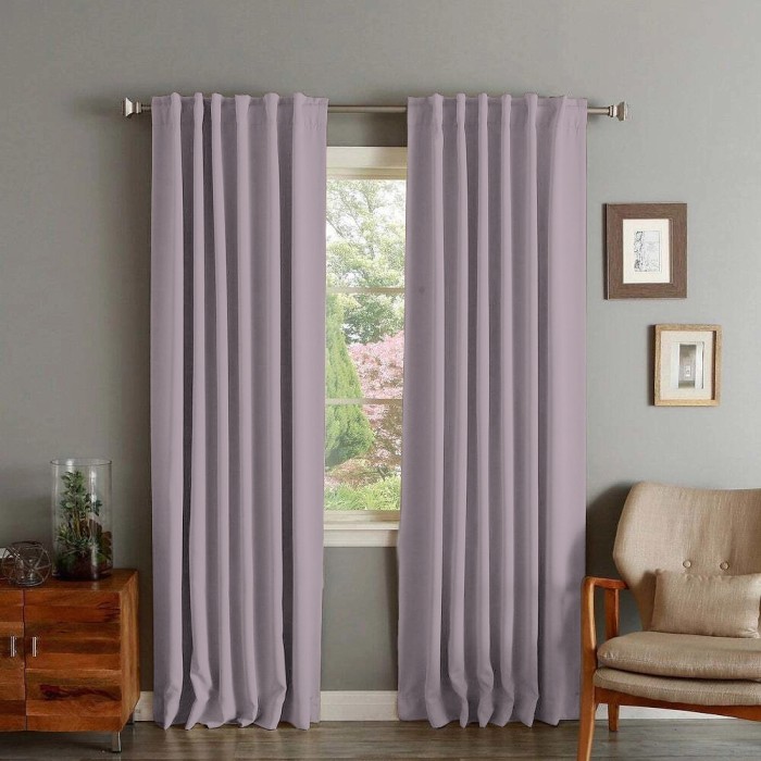 Draperie din catifea cu rejansa transparenta cu ate pentru galerie, Madison, 150x260 cm, densitate 700 g/ml, Lavanda, 1 buc
