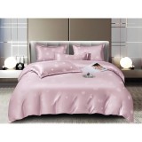 Cumpara ieftin Lenjerie de Pat, Jacquard Satinat cu Elastic, pentru Pat Dublu, 6 Piese, Roz - ION91