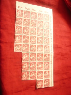 Bloc Germania Reich 1921 Muncitori - 39 val. 80pf margine coala , cu text foto