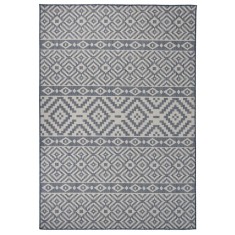 vidaXL Covor de exterior, dungi albastre, 160x230 cm, țesătură plată