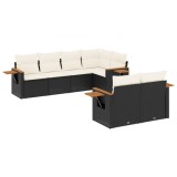 Cumpara ieftin Set canapele de gradina cu perne, 7 piese, negru, poliratan
