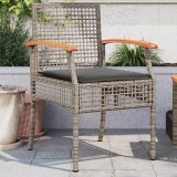 VidaXL Scaune de grădină cu perne, 2 buc., gri, poliratan/lemn acacia 366248