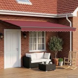 vidaXL Cort electric retractabil 4x3m Rosu Burgund cu LED si Senzor Vreme