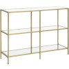 VASAGLE Masa de intrare, pe 3 nivele, blat din sticla securizata, cadru metalic, 30x100x73cm, auriu Household NewTrend