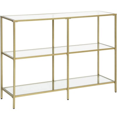 VASAGLE Masa de intrare, pe 3 nivele, blat din sticla securizata, cadru metalic, 30x100x73cm, auriu Household NewTrend foto