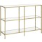 VASAGLE Masa de intrare, pe 3 nivele, blat din sticla securizata, cadru metalic, 30x100x73cm, auriu Household NewTrend