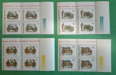 TIMBRE ROMANIA 1992 LP1303 Aniversari evenimente -BLOC DE4 timbre -MNH foto